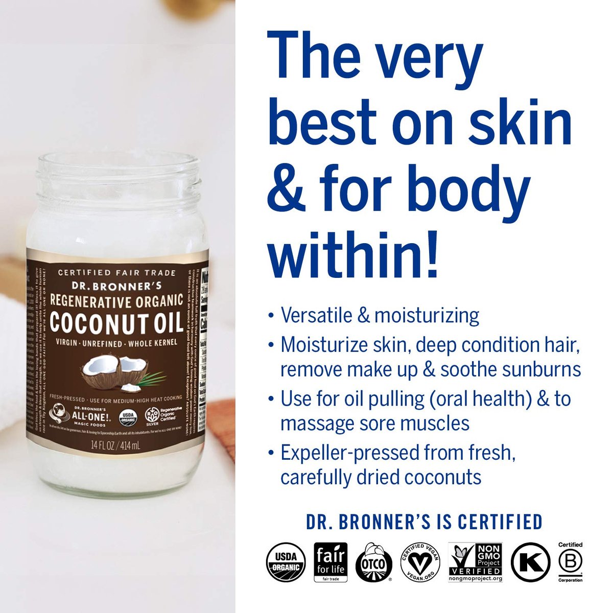 Dr. Bronner's Organic Whole Kernel Virgin Coconut Oil — view 4