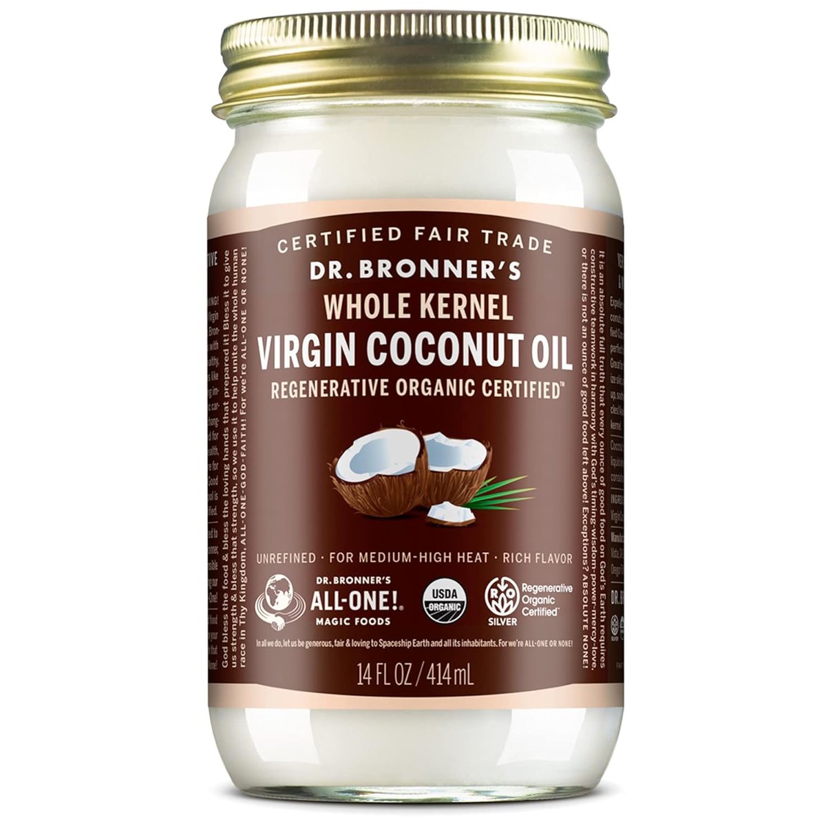 Dr. Bronner's Organic Whole Kernel Virgin Coconut Oil